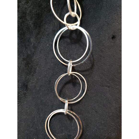 Women's Lobster Clasp Silver Tone Open Circle Link Chain Necklace - Picture 3 of 5